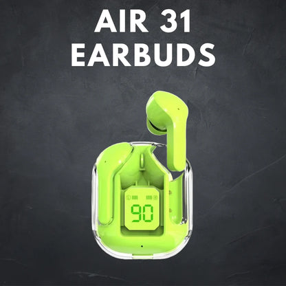 EARBUDS AIR 31 AIRPODS WIRELESS EARBUDS WITH CRYSTAL TRANSPARENT CASE WITH TYPE C CHARGING|EARBUDS BLUETOOTH 5.3 | NEW MODEL AIR 31
